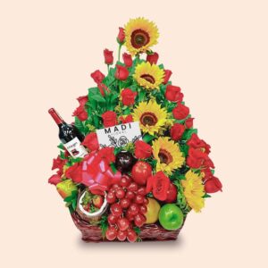 arreglos florales con frutas y vino floristeria en bogota